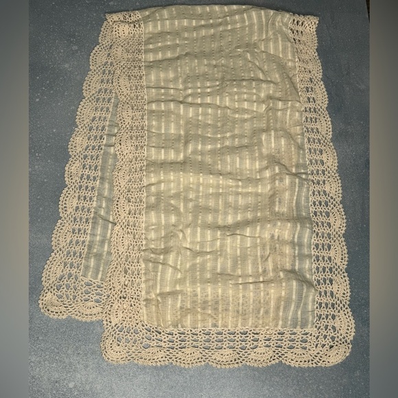 Hazel Crochet Scarf/Shawl - Cream Color - 100% Cotton - Picture 3 of 7